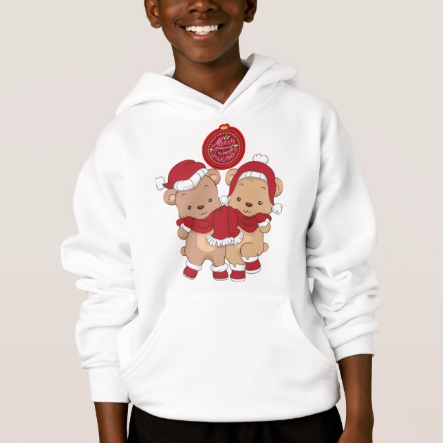 Merry Christmas Kids Pullover Hoodie (Front)