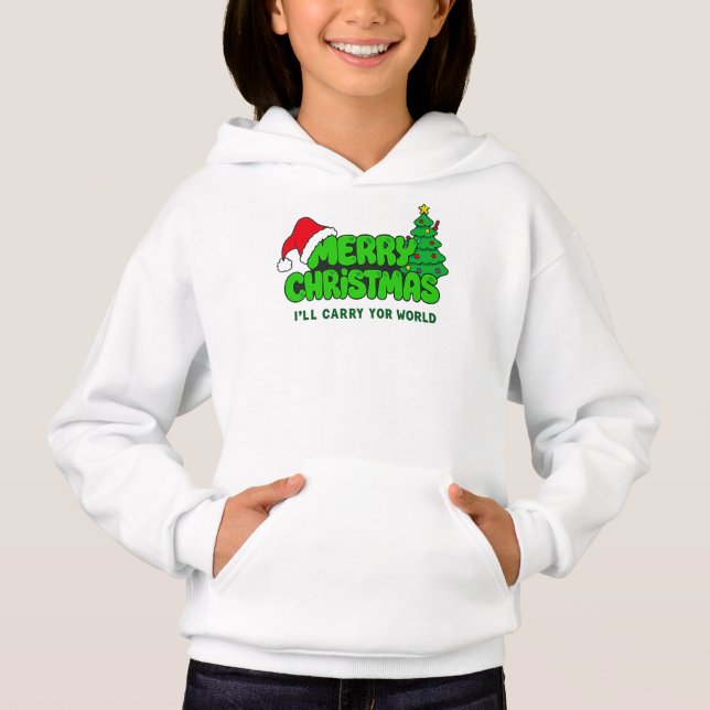 Merry Christmas Kids – Santa & Tree Hoodie (Front)
