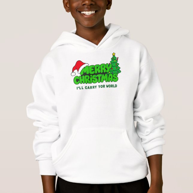 Merry Christmas Kids – Santa & Tree Hoodie (Front)