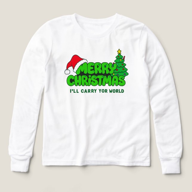 Merry Christmas Kids – Santa & Tree Tri-Blend Shirts (Design Front)