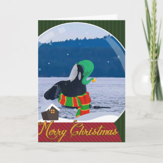 Merry Christmas Killer Whale Elf greeting card
