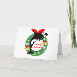 merry christmas killer whale holiday card