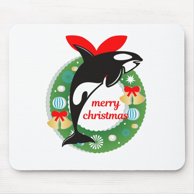 merry christmas killer whale mouse pad (Front)