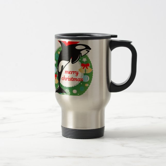 merry christmas killer whale travel mug (Right)