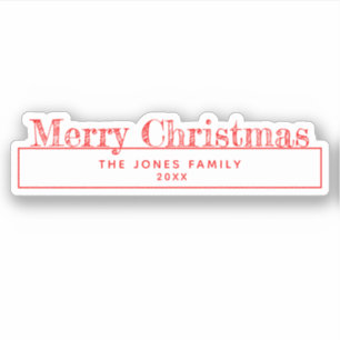 Merry Christmas Kiss-Cut Sticker with Family Name
