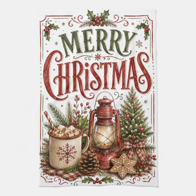 Merry Christmas Kitchen Towel (Vertical)