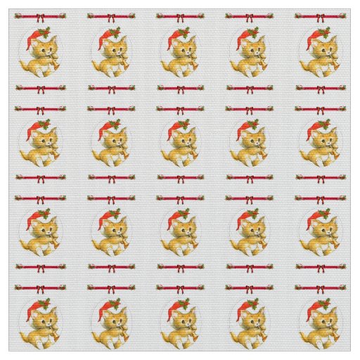 Merry Christmas Kitten Fabric