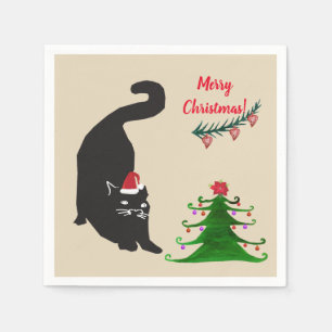 Merry Christmas Kitten Napkins
