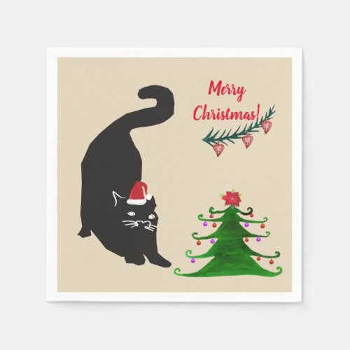 Merry Christmas Kitten Napkins