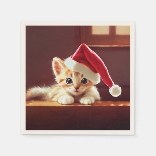 Merry Christmas Kitten Napkins
