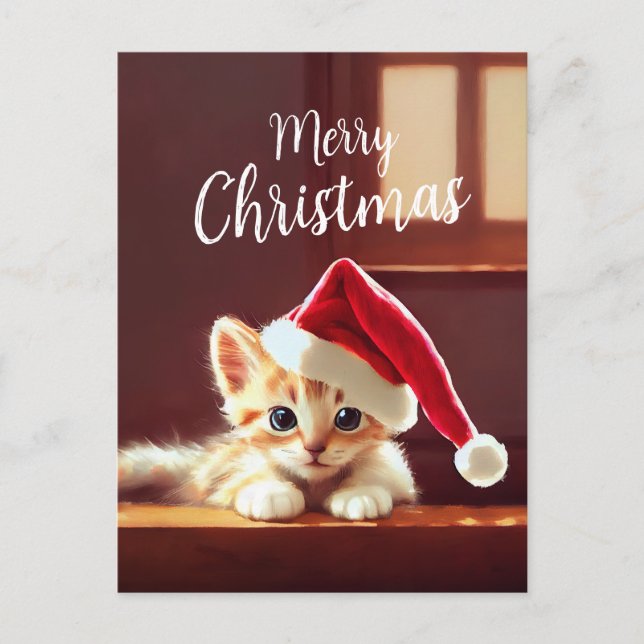 Merry Christmas Kitten Postcard (Front)