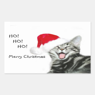 Merry Christmas kitten Rectangular Sticker