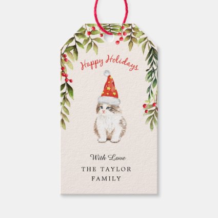 Merry Christmas  Kitten Red Hat Cat Lover 