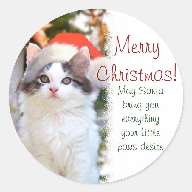 Merry Christmas Kitten Stickers w/verse (Front)