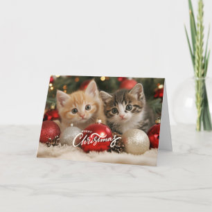 Merry Christmas Kittens and Ornaments Card