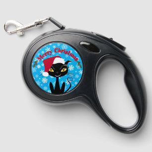 Merry Christmas Kitty Cat Snowflakes Retractable Pet Leash