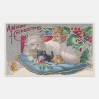 Merry Christmas Kitty Cat Stickers