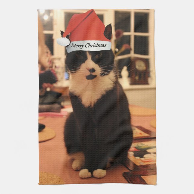 Merry Christmas Kitty Towel (Vertical)