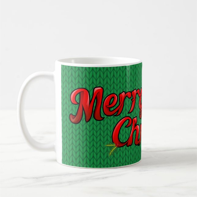 Merry Christmas Knit Coffee Mug (Left)