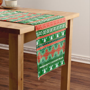Merry Christmas Knit Short Table Runner
