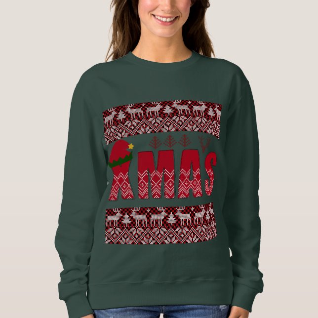 Merry Christmas knit Trendy Elegant Sweatshirt (Front)