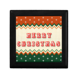 🎄 Merry Christmas Knitted Pattern Cozy Holiday🎁 Gift Box