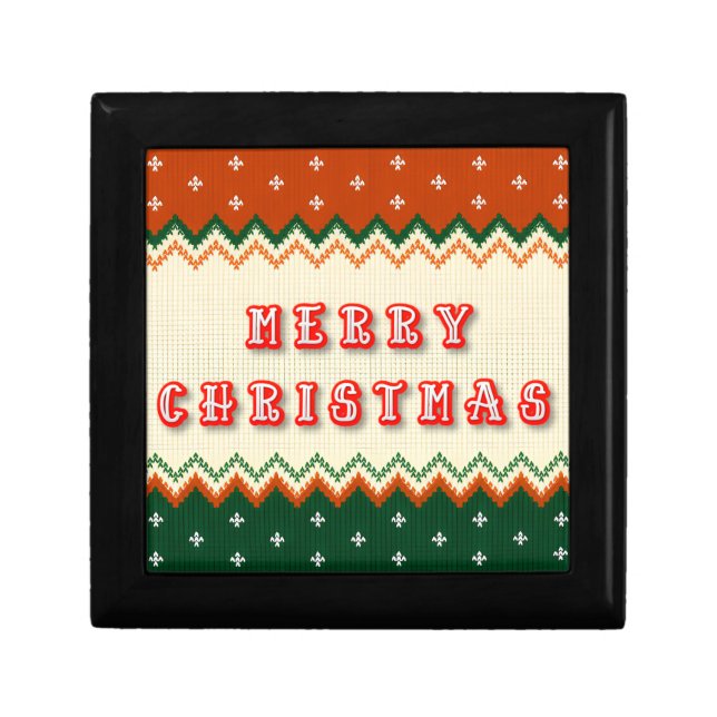 🎄 Merry Christmas Knitted Pattern Cozy Holiday🎁 Gift Box (Front)