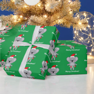 Merry Christmas Koala Bear with Lights Wrapping Paper