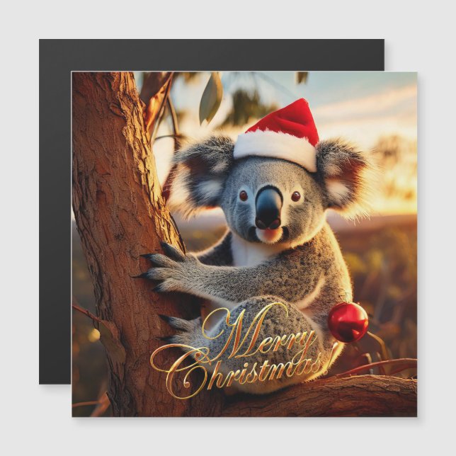 Merry Christmas Koala sitting in Gumtree (Front/Back)