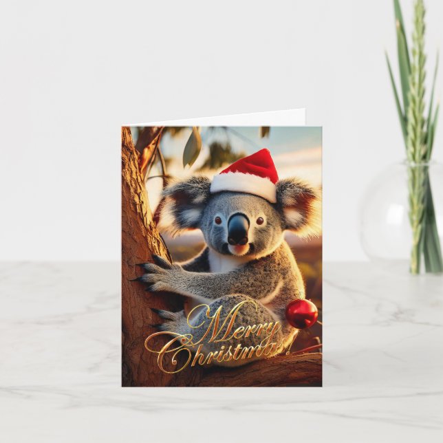Merry Christmas Koala sitting in Gumtree Card (Front)