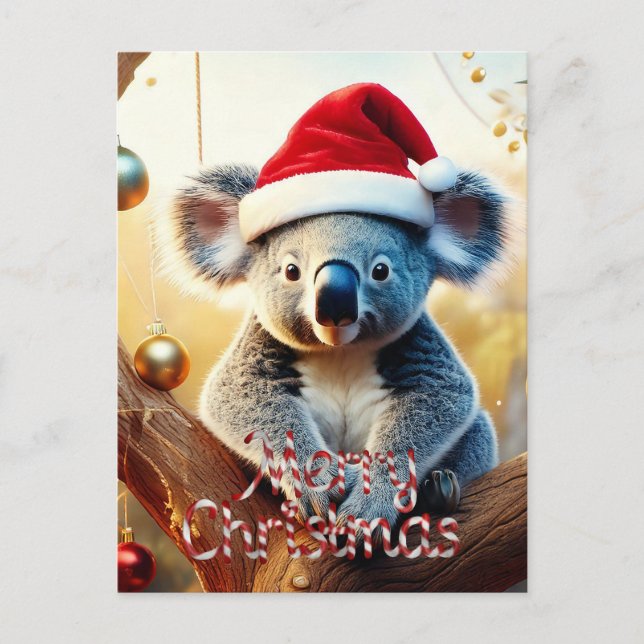 Merry Christmas Koala sitting in Gumtree Card (Front)