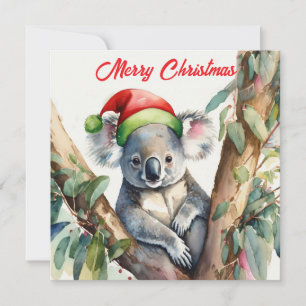 Merry Christmas Koala sitting in Gumtree Holiday Card