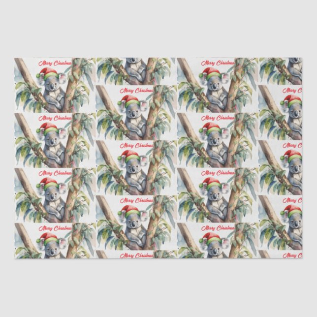 Merry Christmas Koala sitting in Gumtree Tissue Paper (Front)