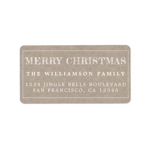 Merry Christmas Kraft Paper Return Address Label