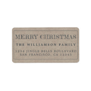 Merry Christmas Kraft Paper Return Address Label
