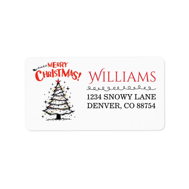 Merry Christmas Label | Classic Holiday Gift Tag (Front)