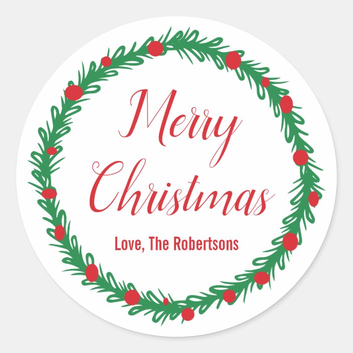 Merry Christmas Labels, Gift Tags, Holiday Treat Classic Round Sticker | Zazzle.com