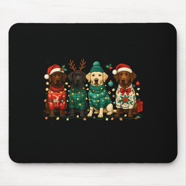 Merry Christmas Labrador Dog Retro Xmas Puppy Men  Mouse Pad (Front)