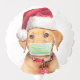 Merry Christmas Labrador Puppy in Face Mask Balloon