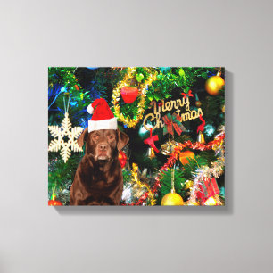 Merry Christmas Labrador Retriever Dog Santa Hat Canvas Print