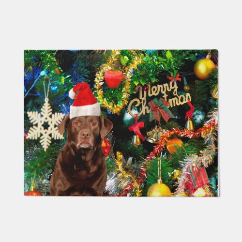 Merry Christmas Labrador Retriever Dog Santa Hat Doormat