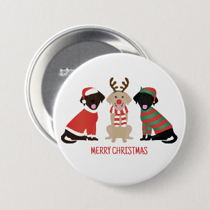 Merry Christmas Labrador Retriever Dogs Button