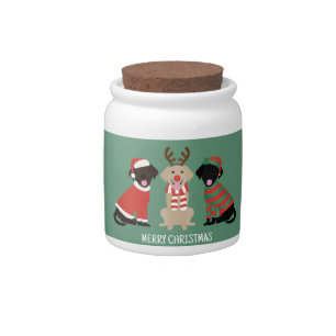 Merry Christmas Labrador Retriever Dogs Candy Jar