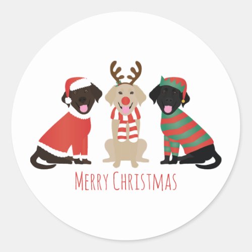 Merry Christmas Labrador Retriever Dogs Classic Round Sticker