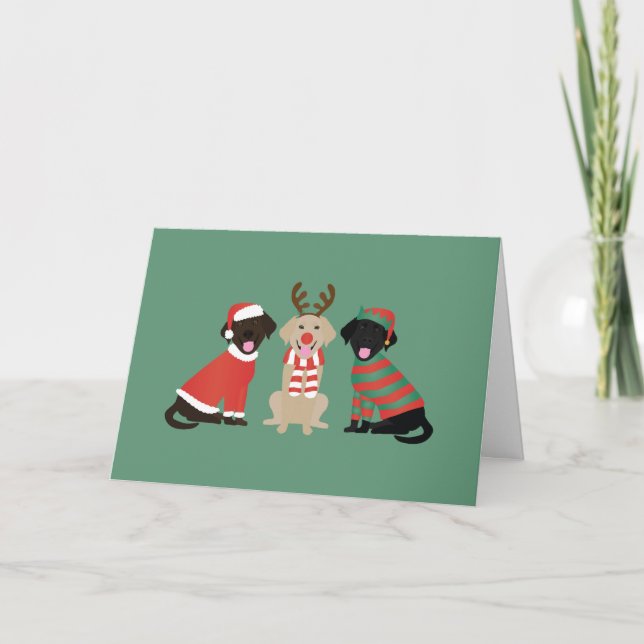 Merry Christmas Labrador Retriever Dogs Holiday Card (Front)