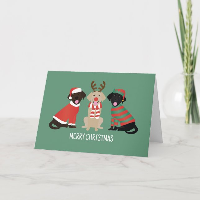 Merry Christmas Labrador Retriever Dogs Holiday Card (Front)