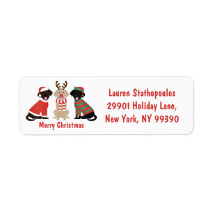 Merry Christmas Labrador Retriever Dogs Label