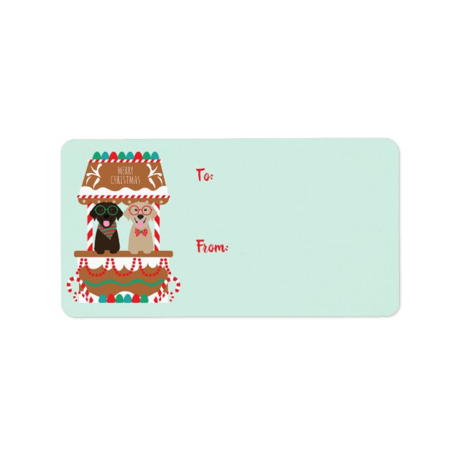 Merry Christmas Labrador Retriever Dogs Label (Front)