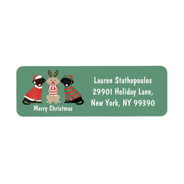 Merry Christmas Labrador Retriever Dogs Label (Front)