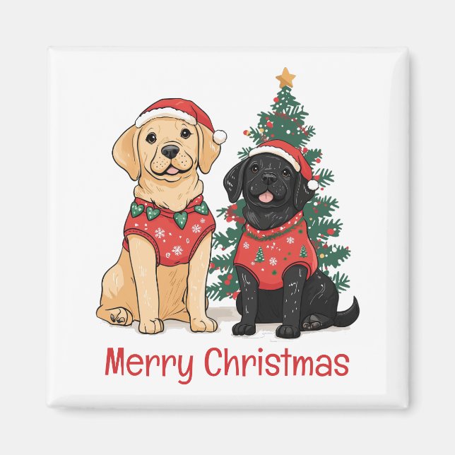 Merry Christmas Labrador Retriever Dogs Magnet (Front)